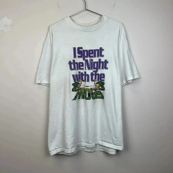 Vintage T-Shirt - I Spent the Night with the Frogs 80s 90s - Picture 1 of 7